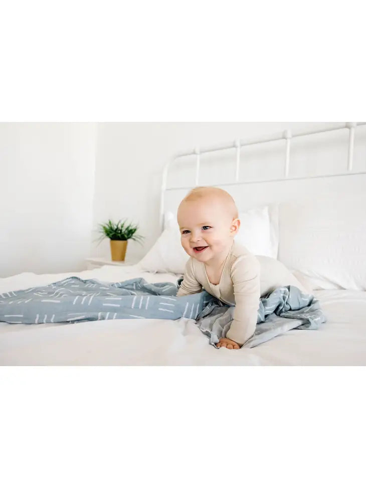 Blue Organic Muslin Swaddle Blanket