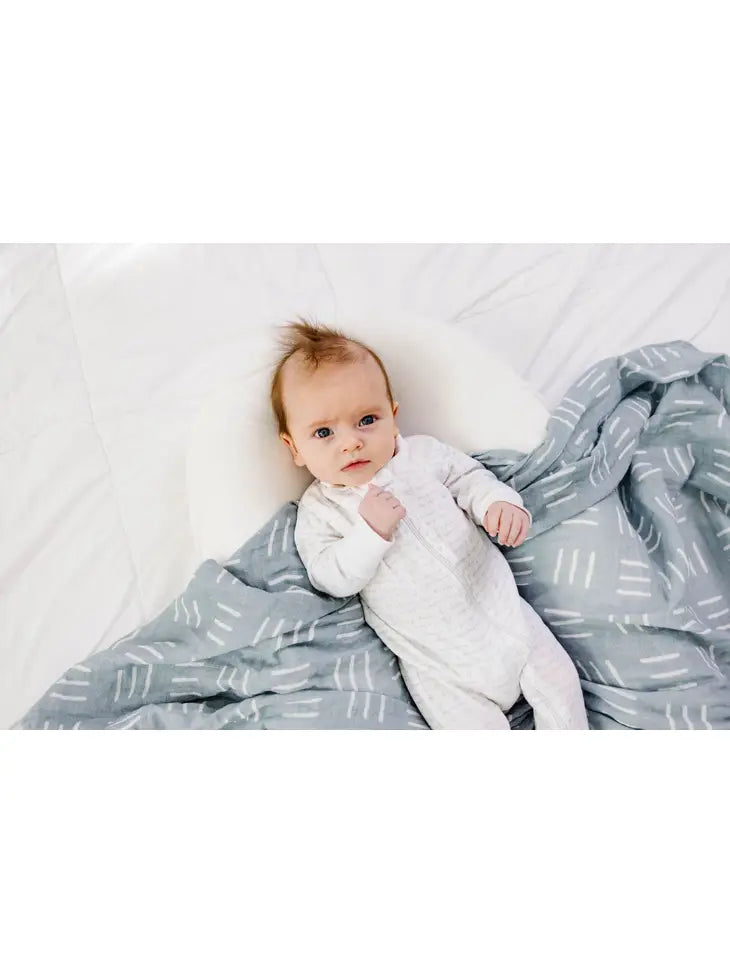 Blue Organic Muslin Swaddle Blanket