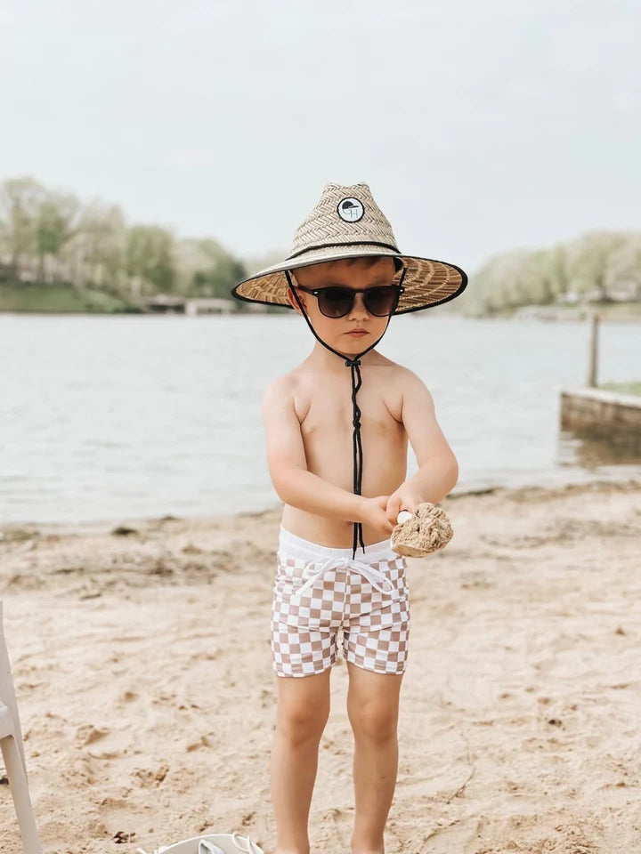 Swim Shorts - Tan Checkered