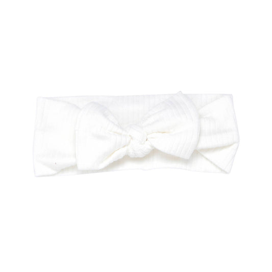 White Ribbed Knot Headband